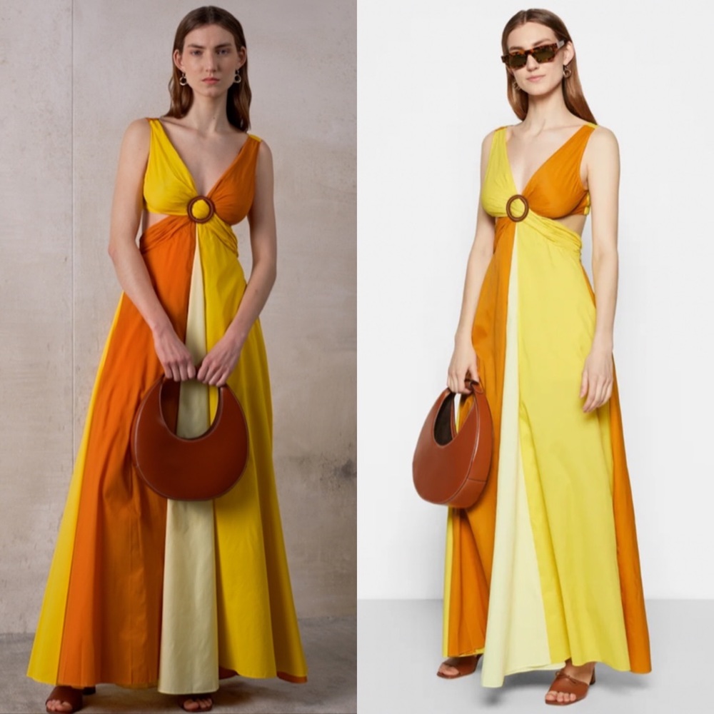STAUD Passage Dress in Sun Bleached Wallflower Yellow in Size 2 NWT